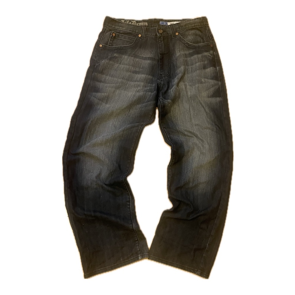 Azure Super Baggy Y2K Skater Style Stone Wash Black Jeans